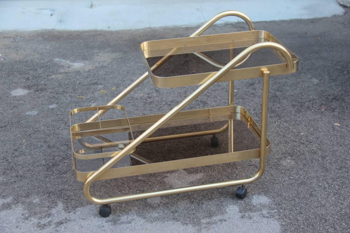 Mid-Century Modern Italian Brass Trolley Design 1970s Elegant and Refined For Sale