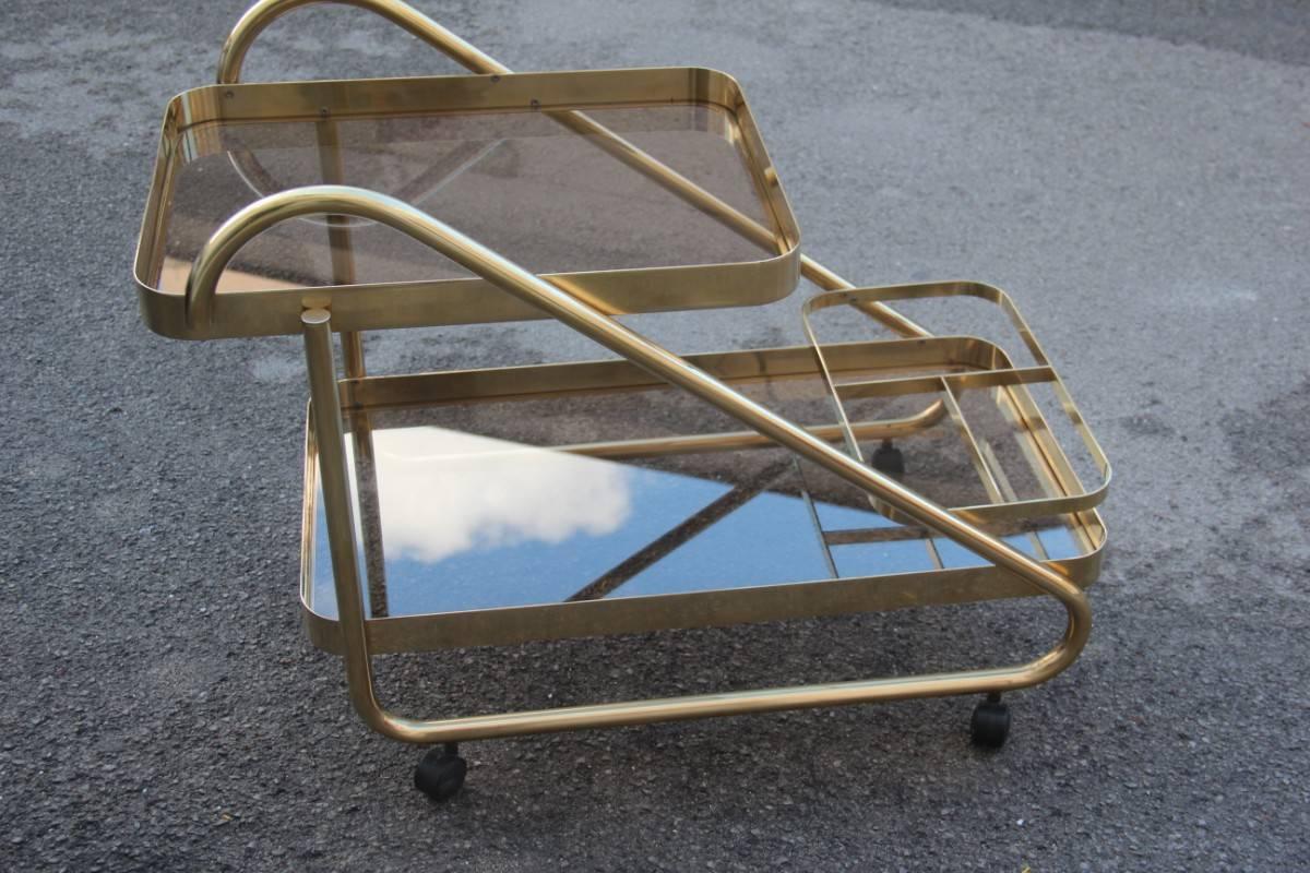 Italian Brass Trolley Design 1970s Elegant and Refined In Excellent Condition For Sale In Palermo, Sicily