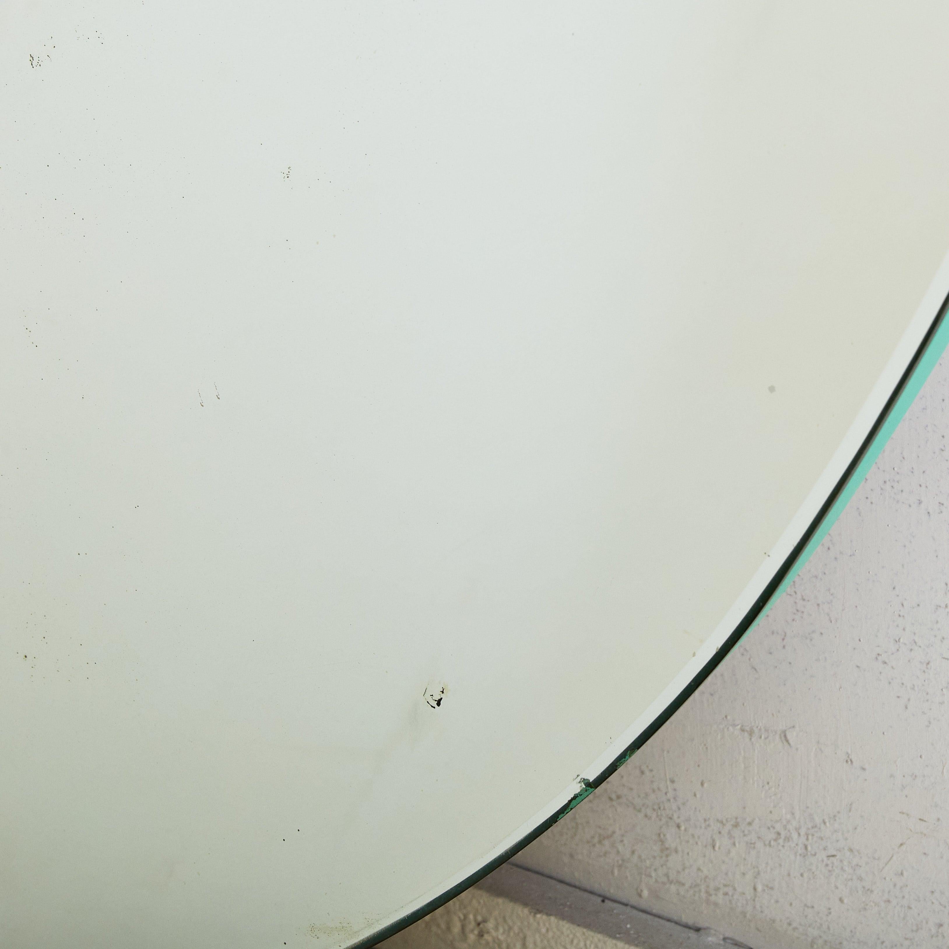 Miroir mural italien en laiton et bois peint en turquoise, 1970 en vente 4