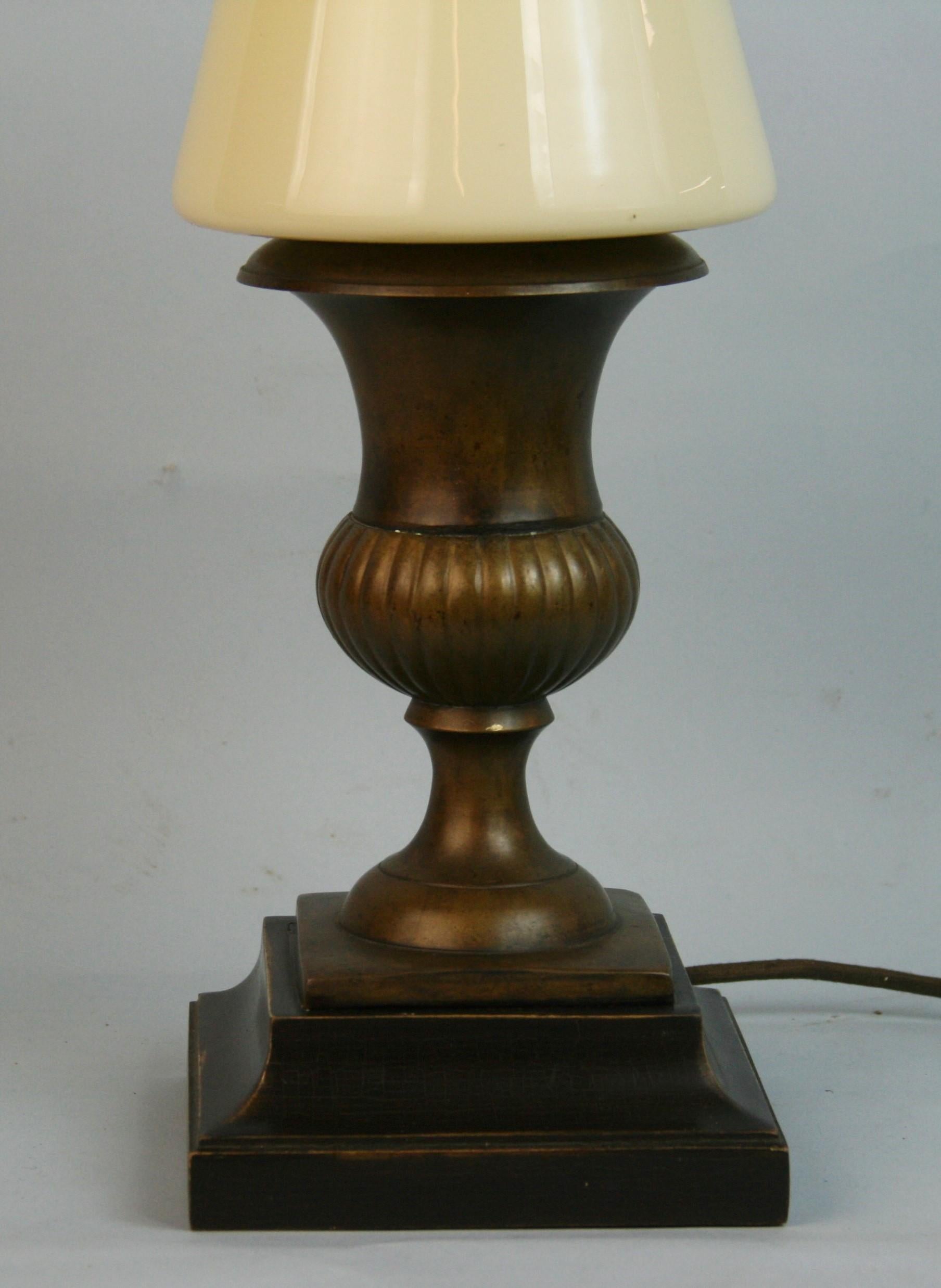 Mid-20th Century Italian Brass Urn Lamp with Murano Glass Shade '2 Available'