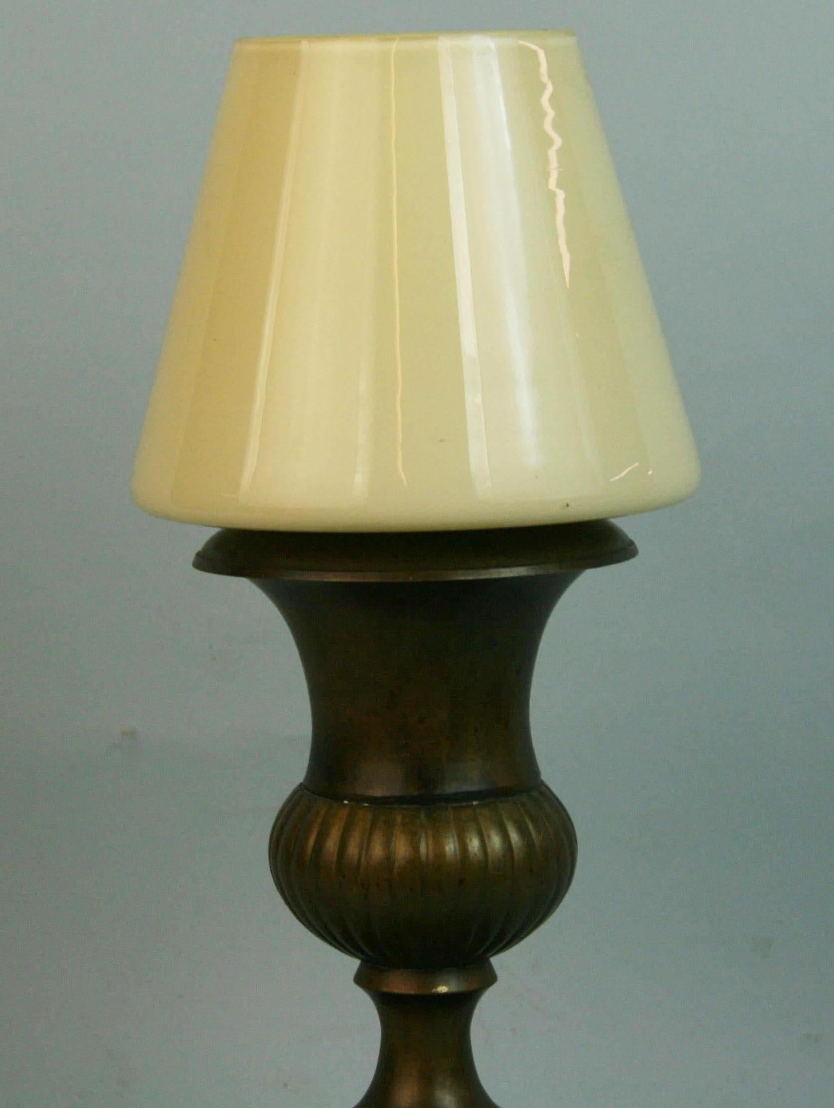 Italian Brass Urn Lamp with Murano Glass Shade '2 Available' 1
