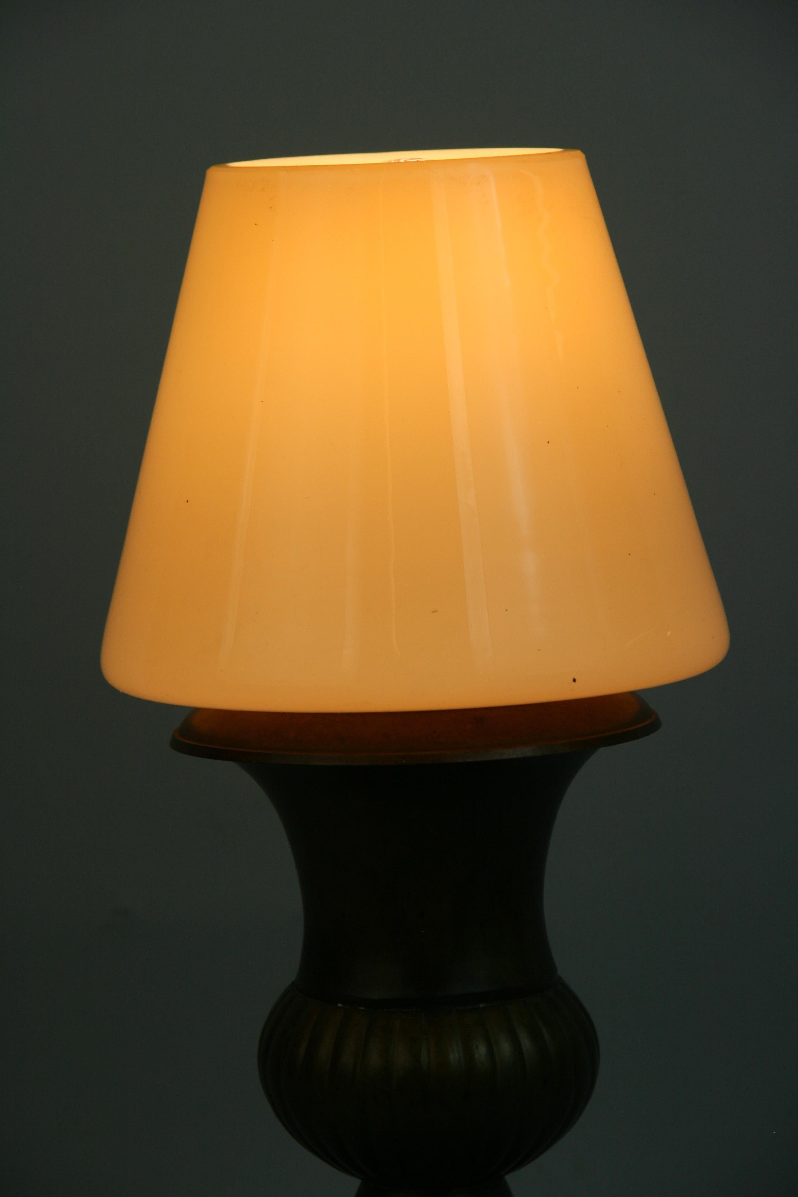 Italian Brass Urn Lamp with Murano Glass Shade '2 Available' 3