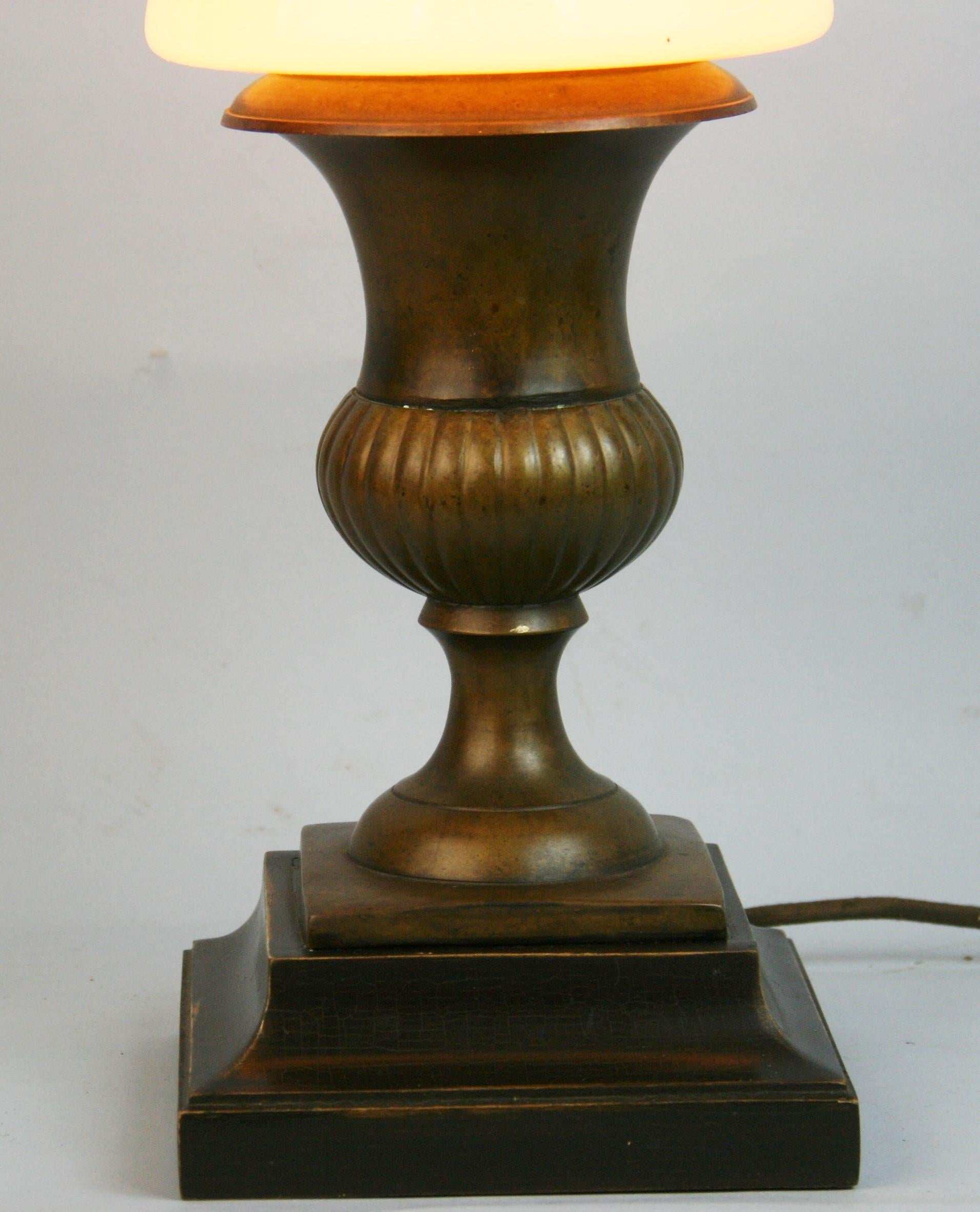 Italian Brass Urn Lamp with Murano Glass Shade '2 Available' 4