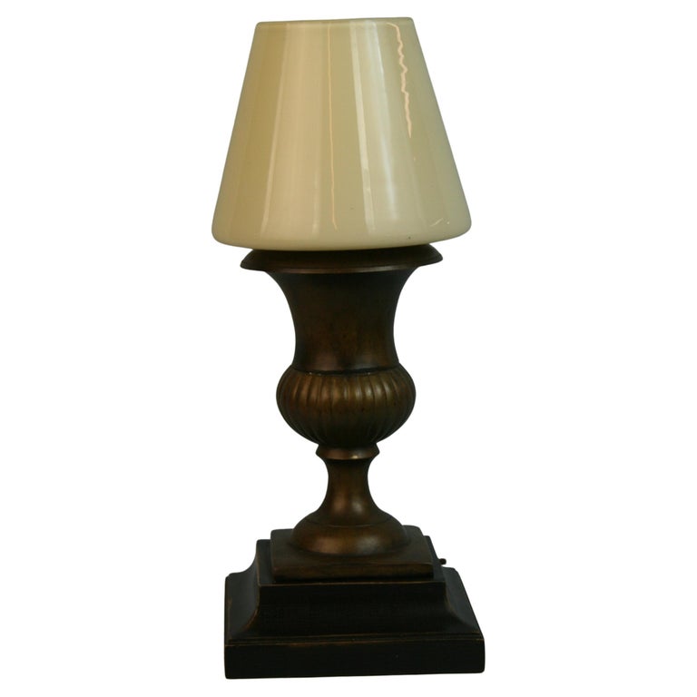 Italian Brass Urn Lamp with Murano Glass Shade '2 Available' For Sale