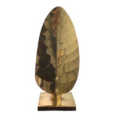 Italian Brass Vintage Chic Palm Leaf Lamp by Tammaso Barbi from BH Mogul Estate.