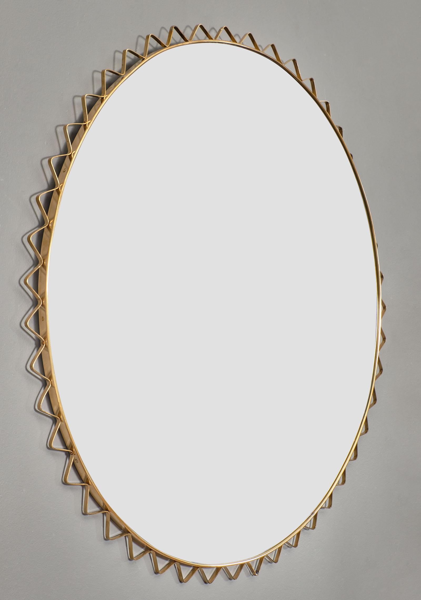 Late 20th Century Italian Brass Vintage Mirror