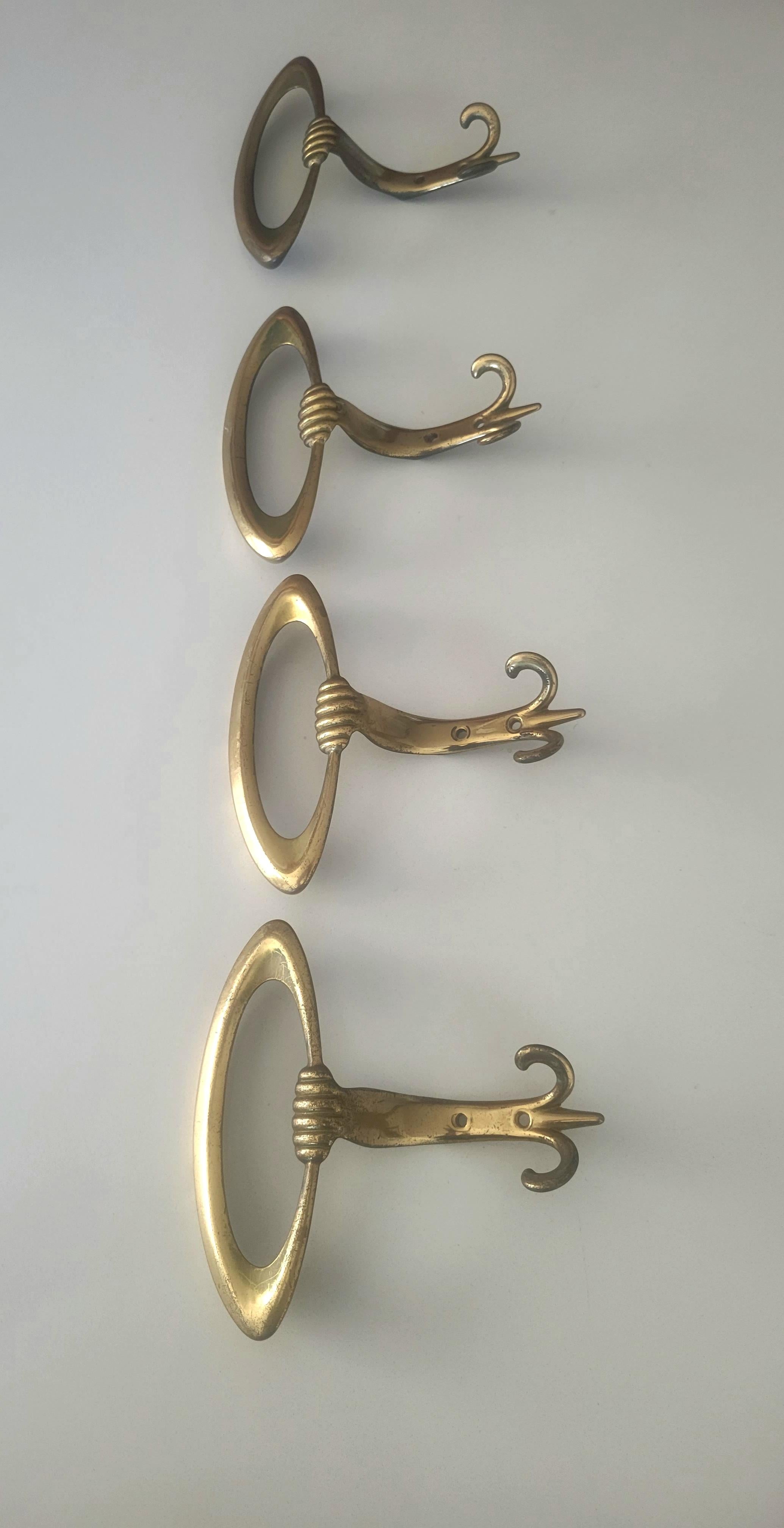 Mid-Century Modern Italian Brass Wall Coat Hooks