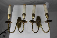 Italian Brass Wall Lights from Venice, Set of Two, 1930s