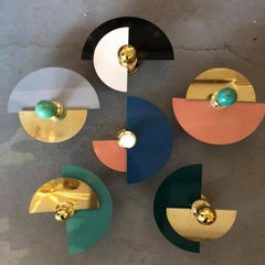 Appliques italiennes en laiton, "Rising Sun", style Mid-Century, réglables, 30 cm