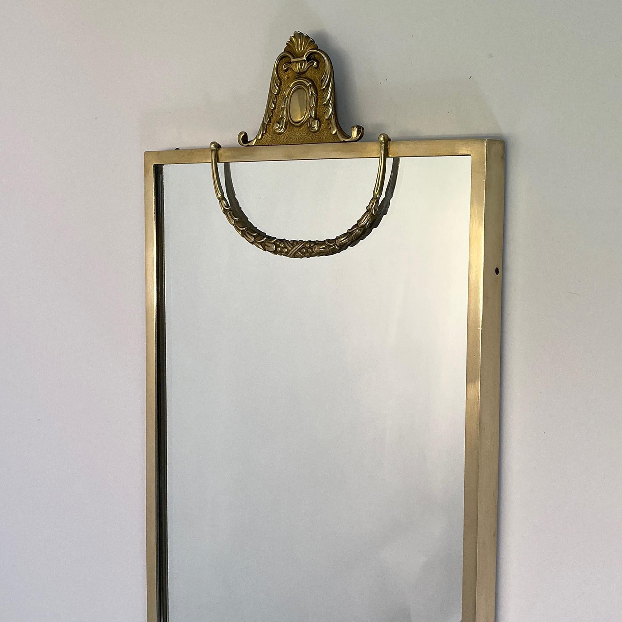 Italian Brass Wall Mirror, 1950s For Sale 5