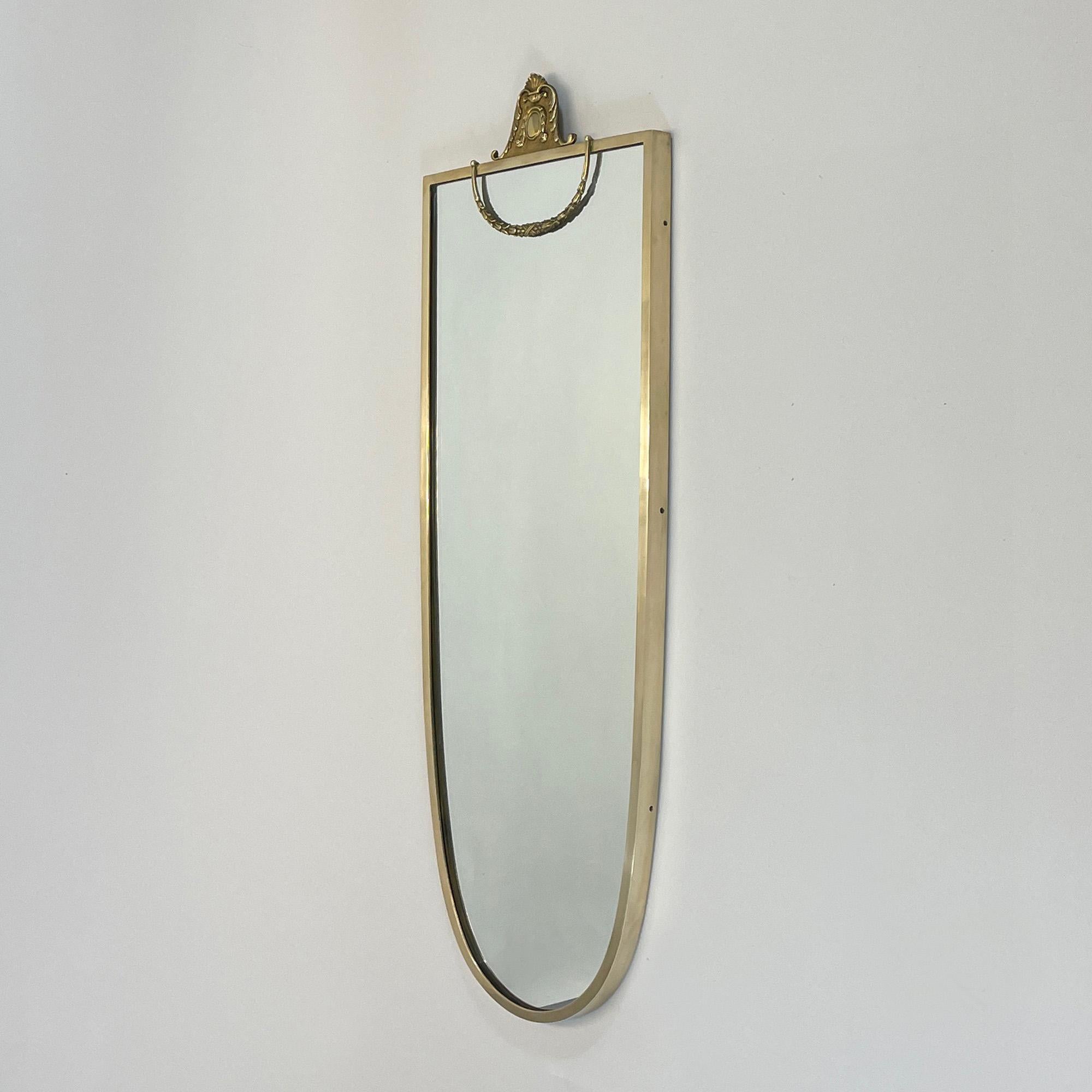 Italian Brass Wall Mirror, 1950s For Sale 3