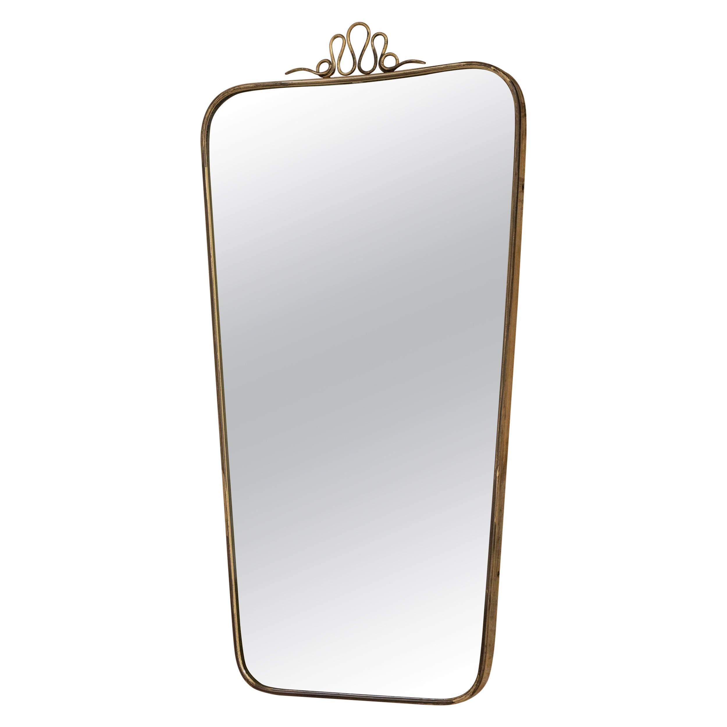 Italian brass wall mirror attributed to Gio Ponti