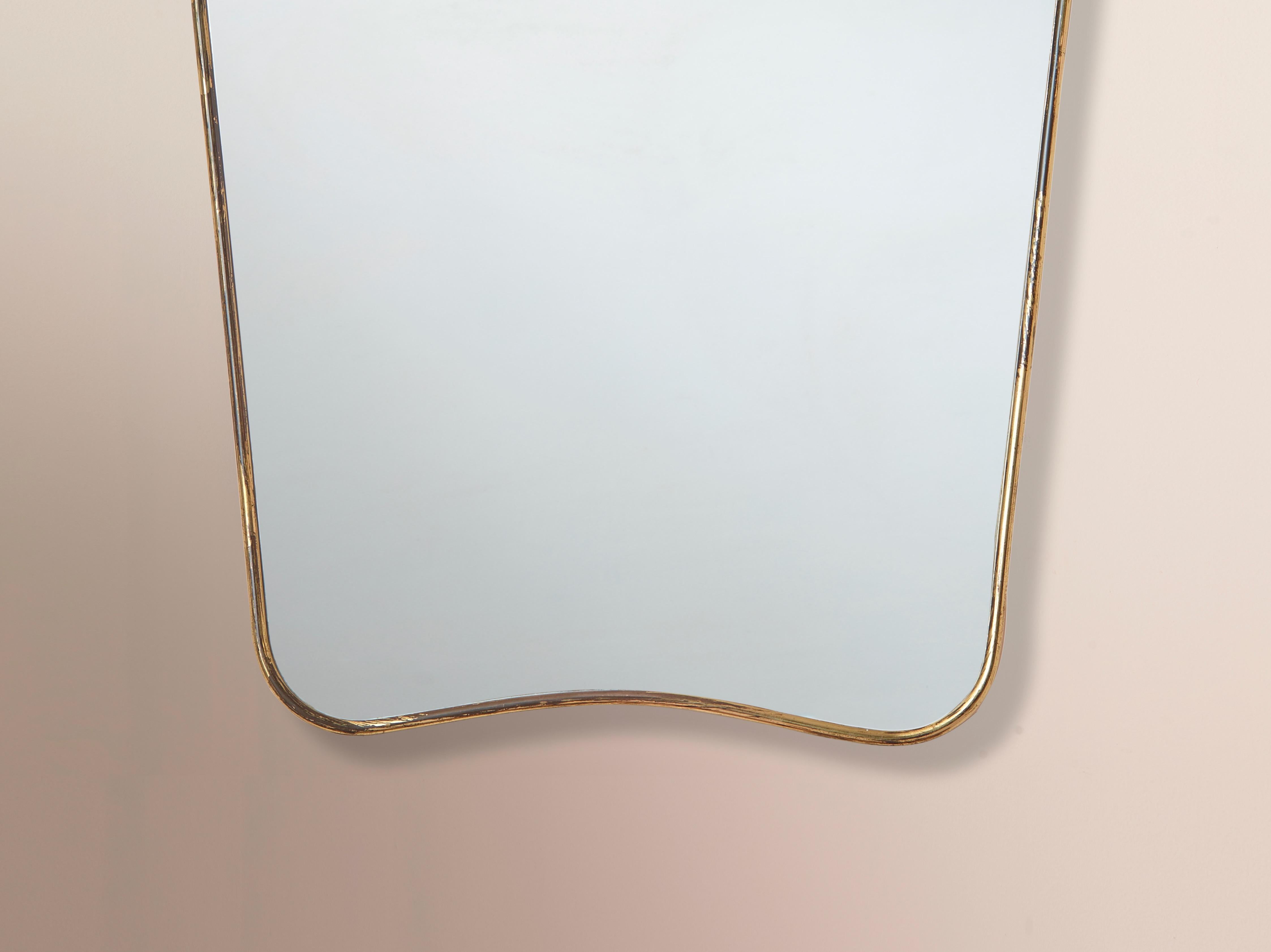 Italian Mid-Century Modern Brass wall Mirror, Italy, 1960s For Sale 1