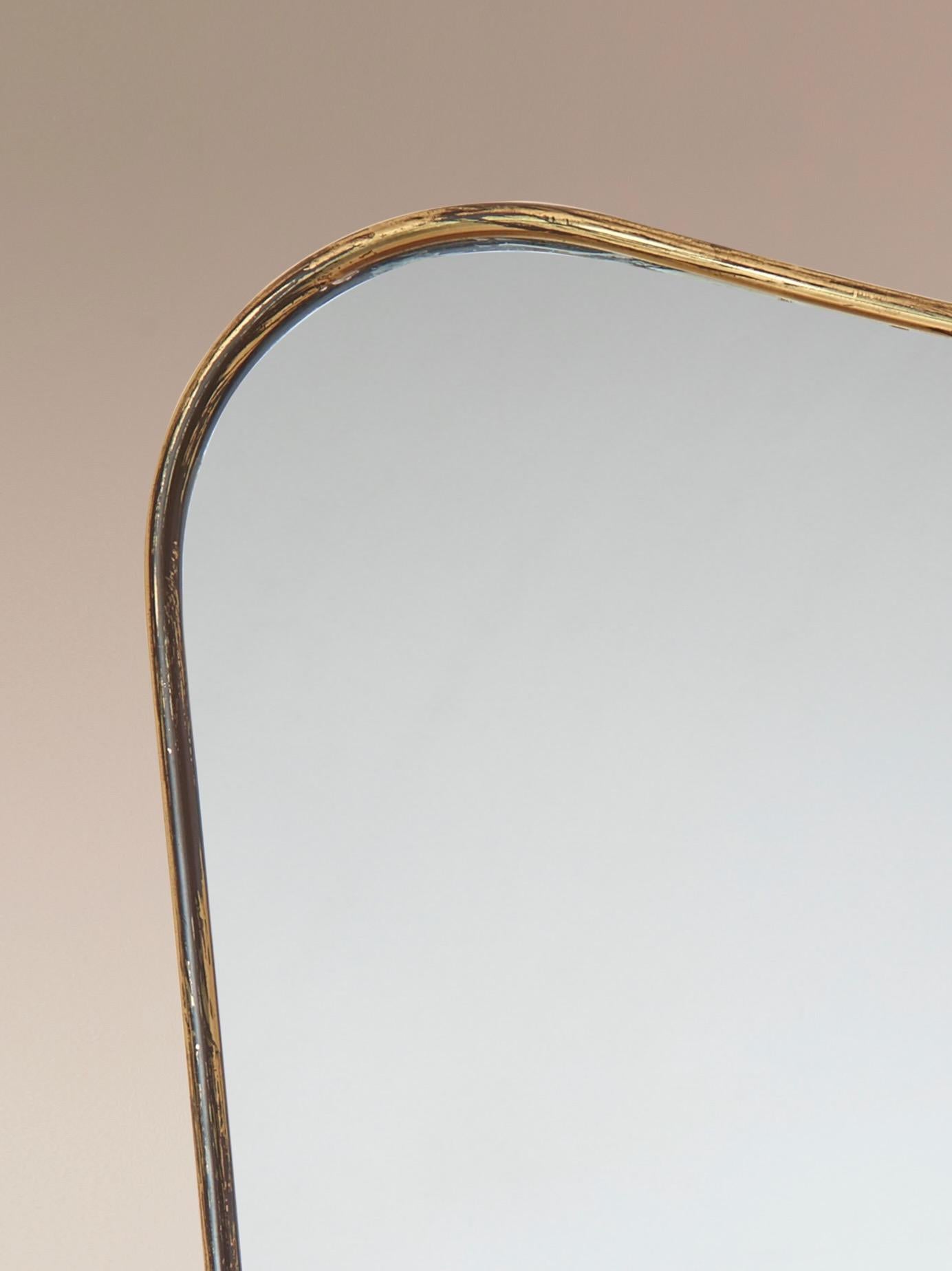 Italian Mid-Century Modern Brass wall Mirror, Italy, 1960s For Sale 2