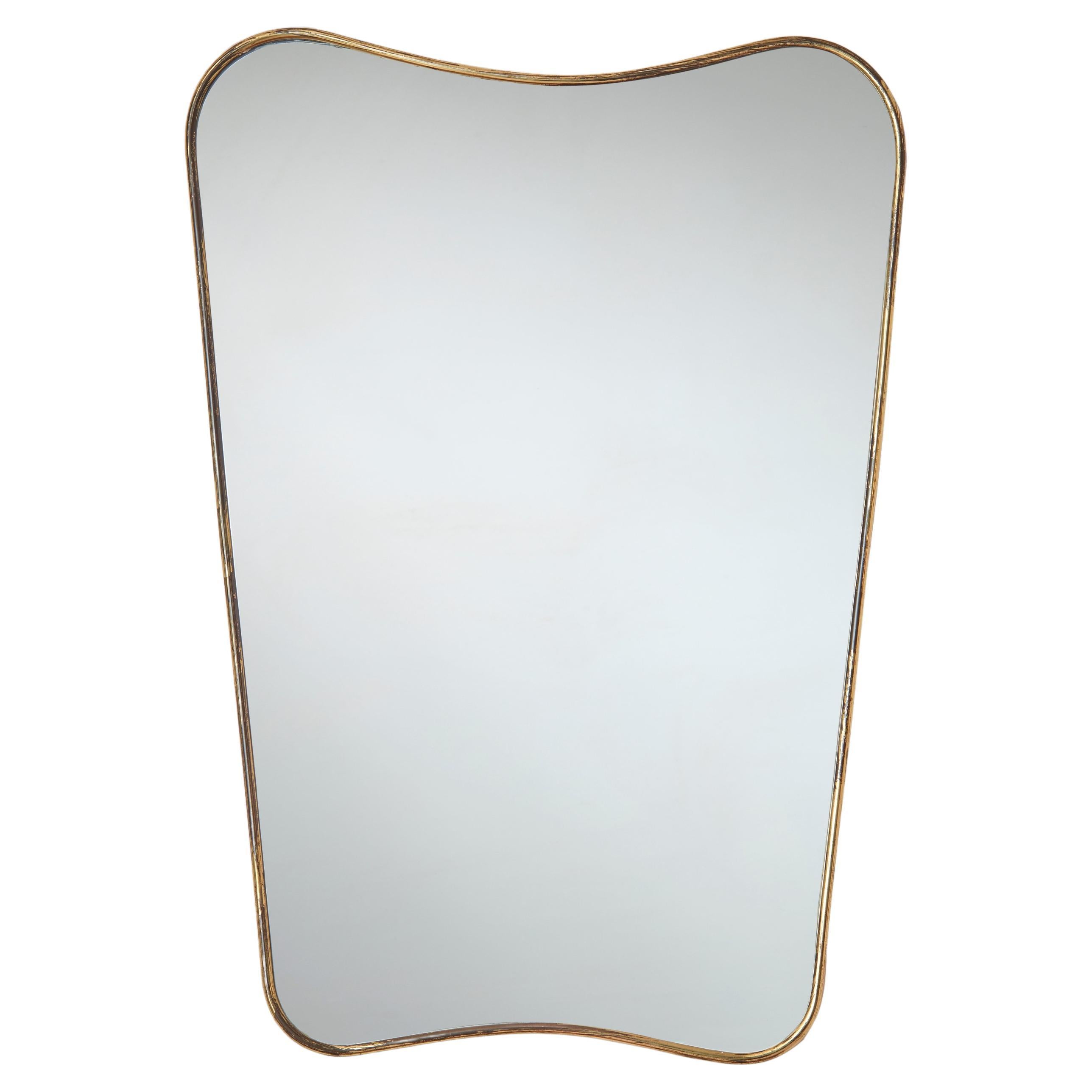 Italian Mid-Century Modern Brass wall Mirror, Italy, 1960s For Sale