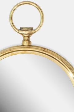 Italian Brass Wall Mirror Pocket Watch Gold Mid Century