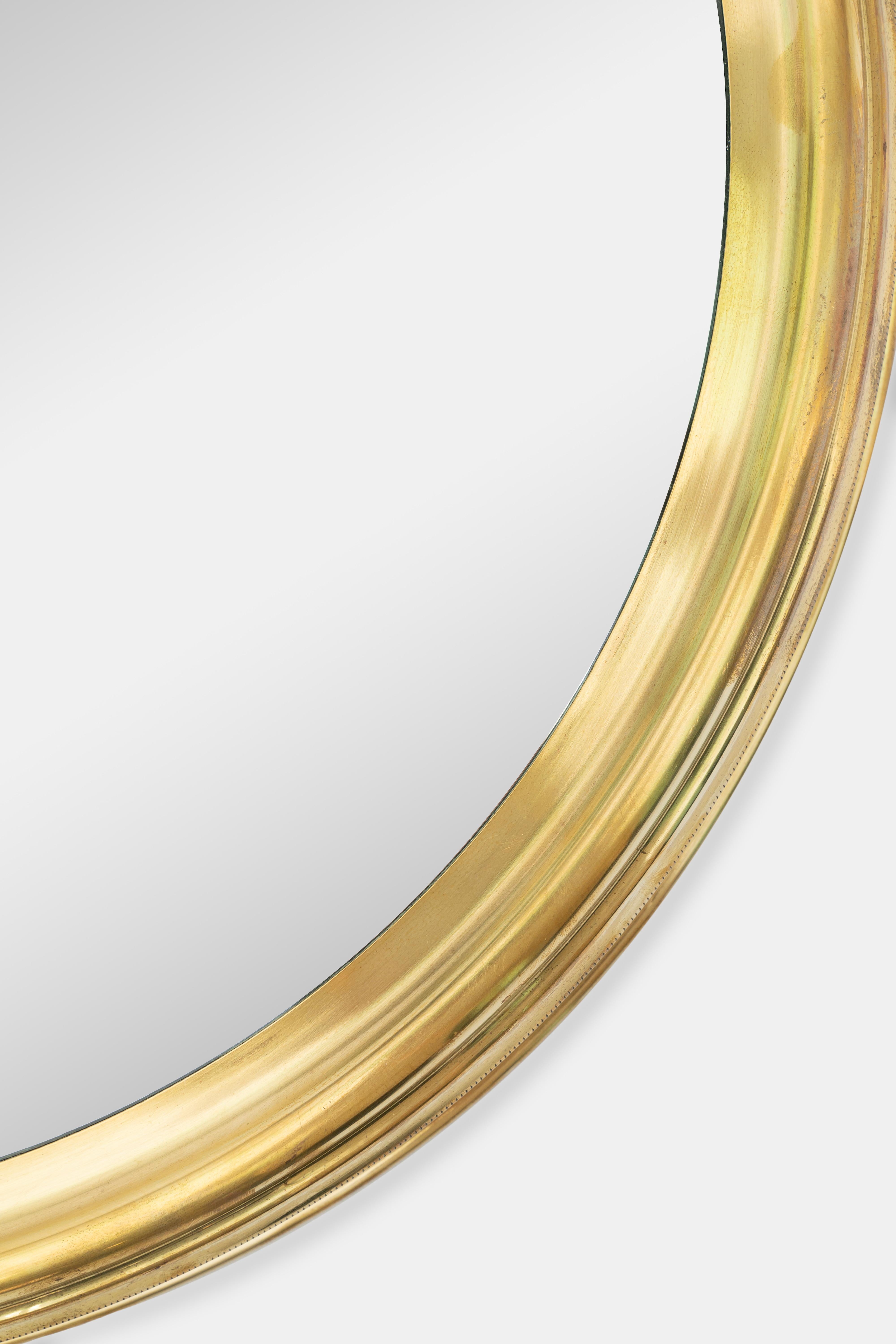 Miroir mural italien en laiton Montre de Poche Or Milieu de Siècle en vente 1