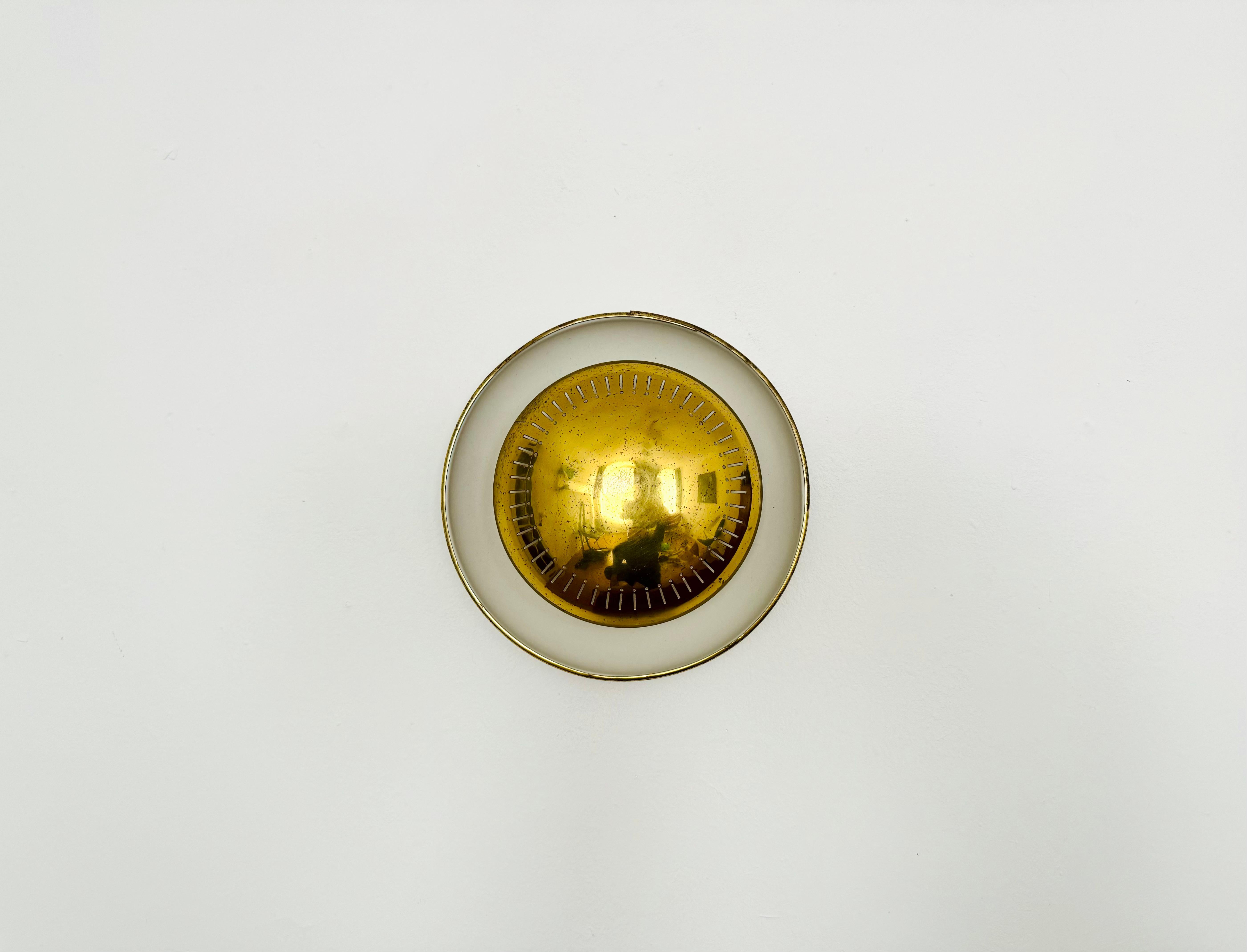 Mid-Century Modern Italian Brass Wall or Flush Lamp For Sale