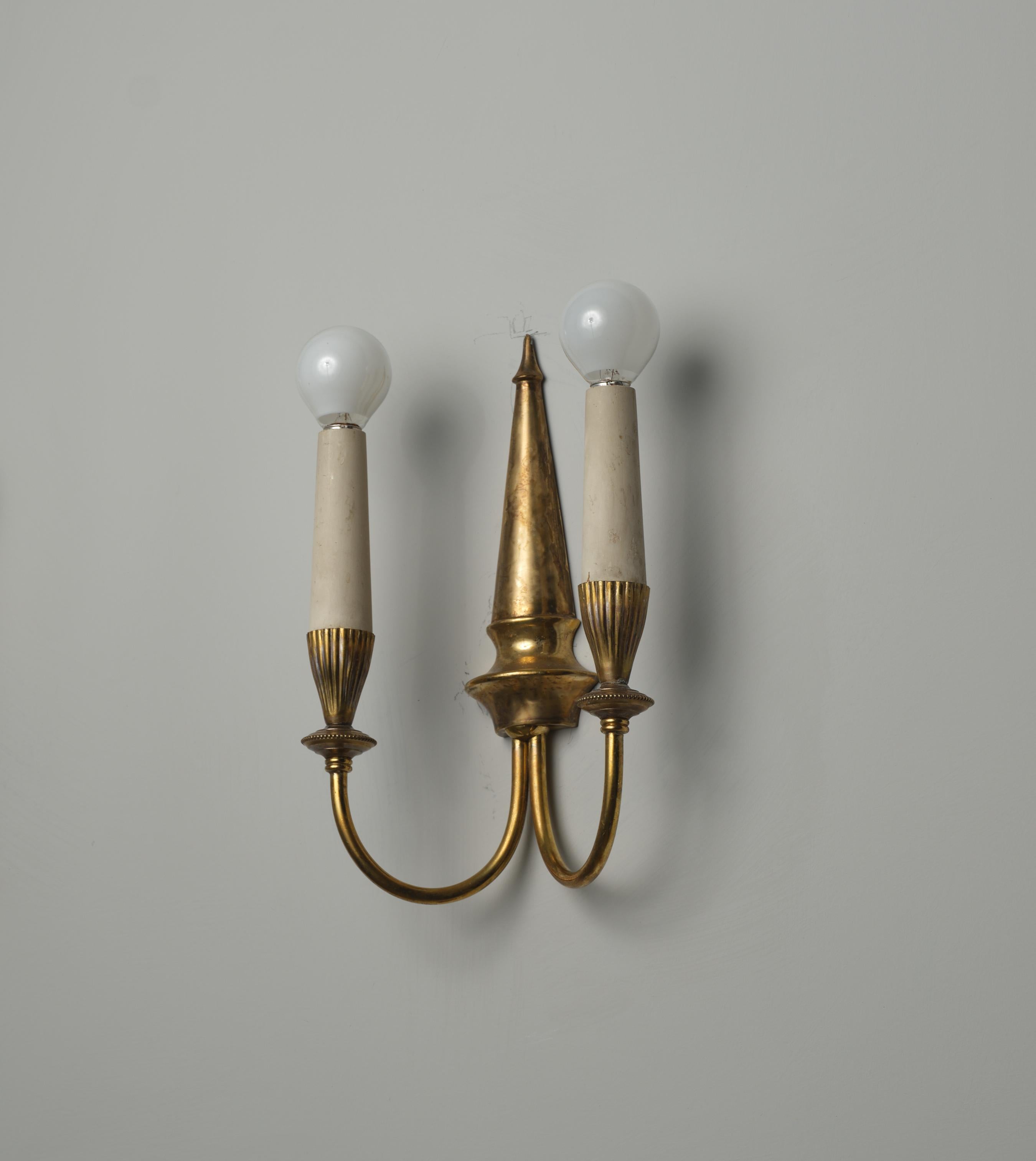 Italian Brass Wall Sconce, 1950s For Sale 2