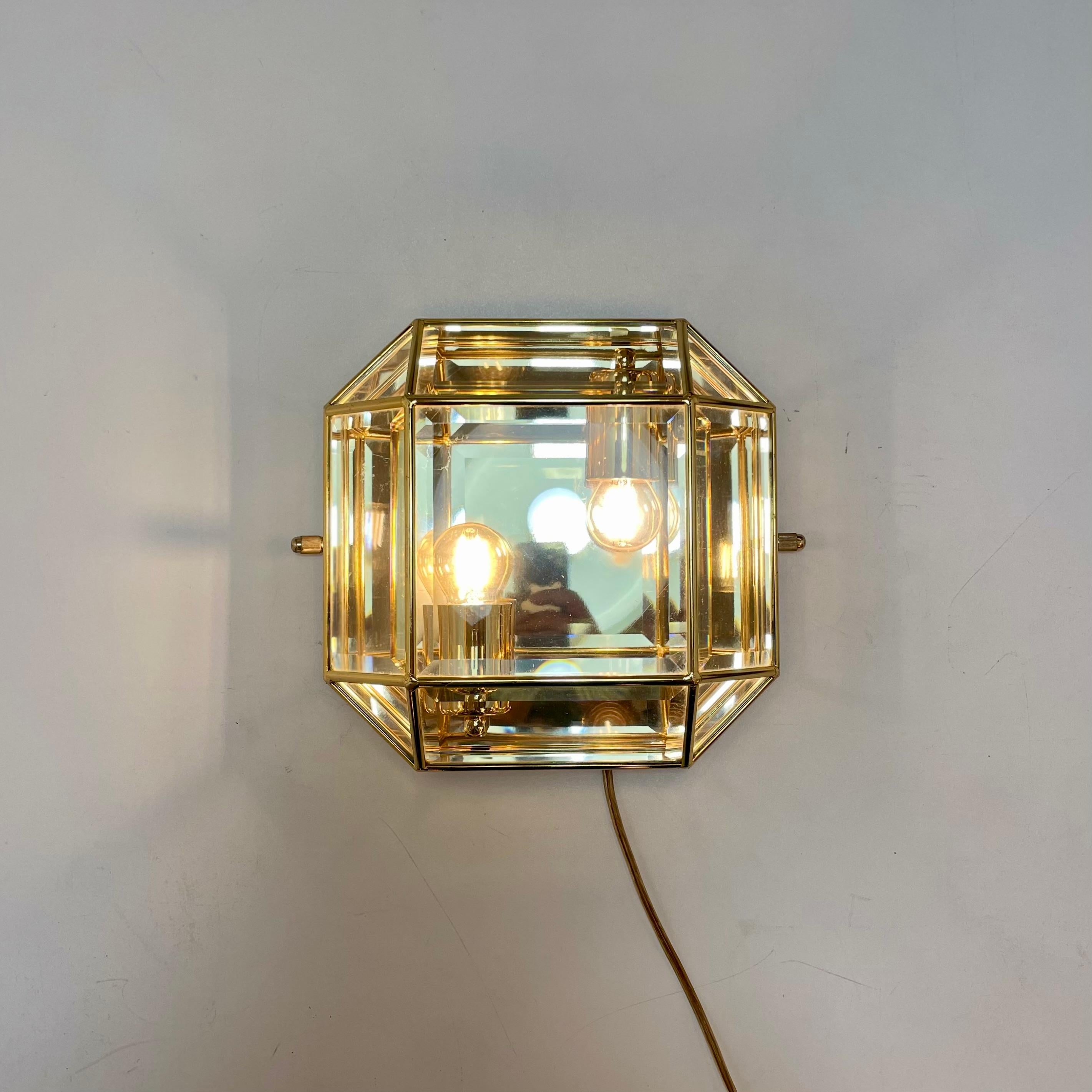 Metal Italian Brass Wall Sconce, 1980s For Sale