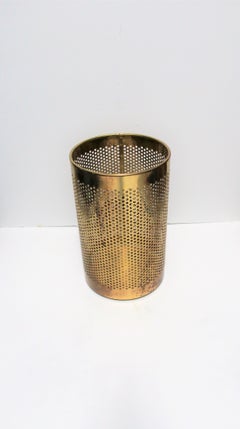 Italian Brass Wastebasket or Trash Can