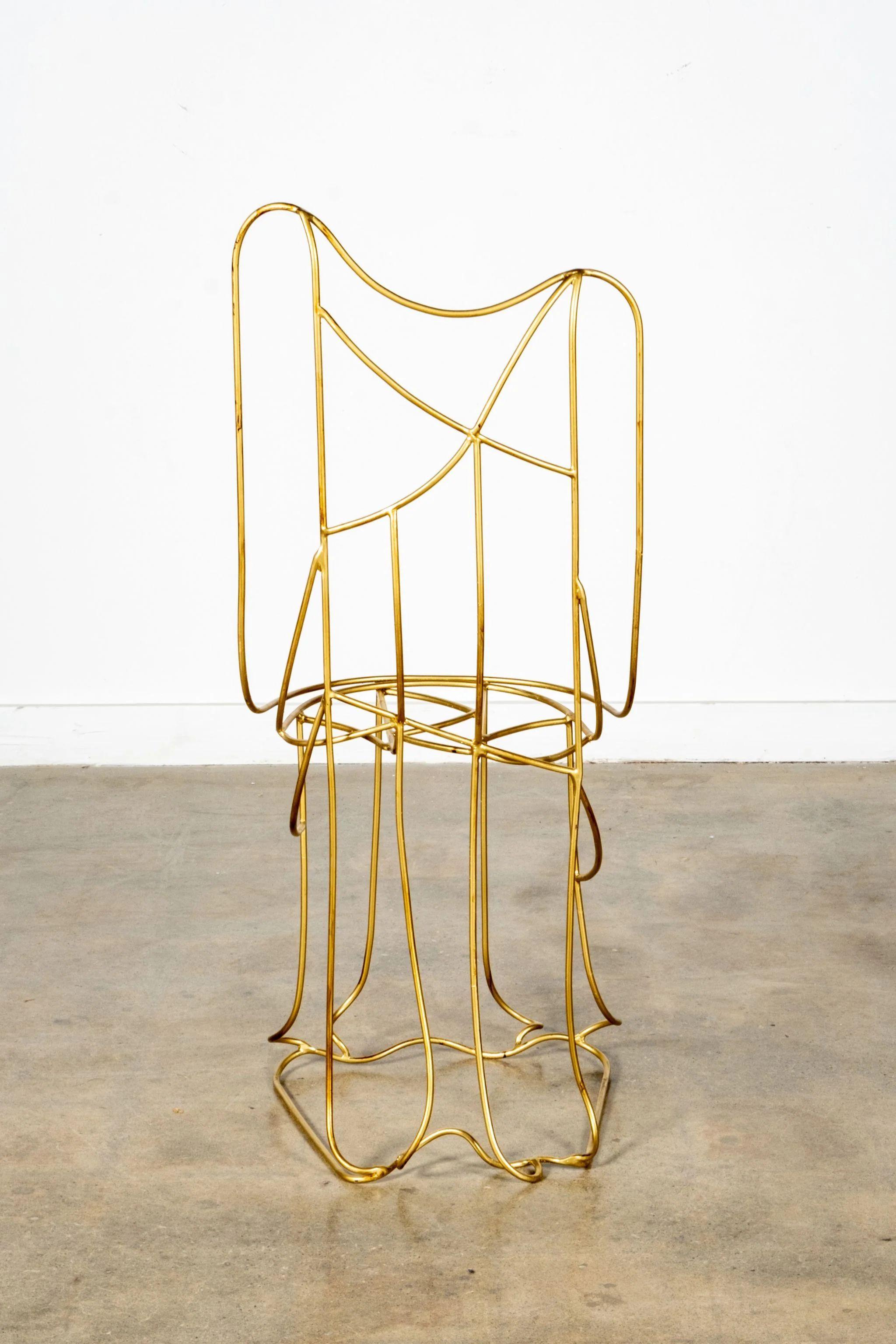 Post-Modern Italian Brass Wire Figure Chair For Sale
