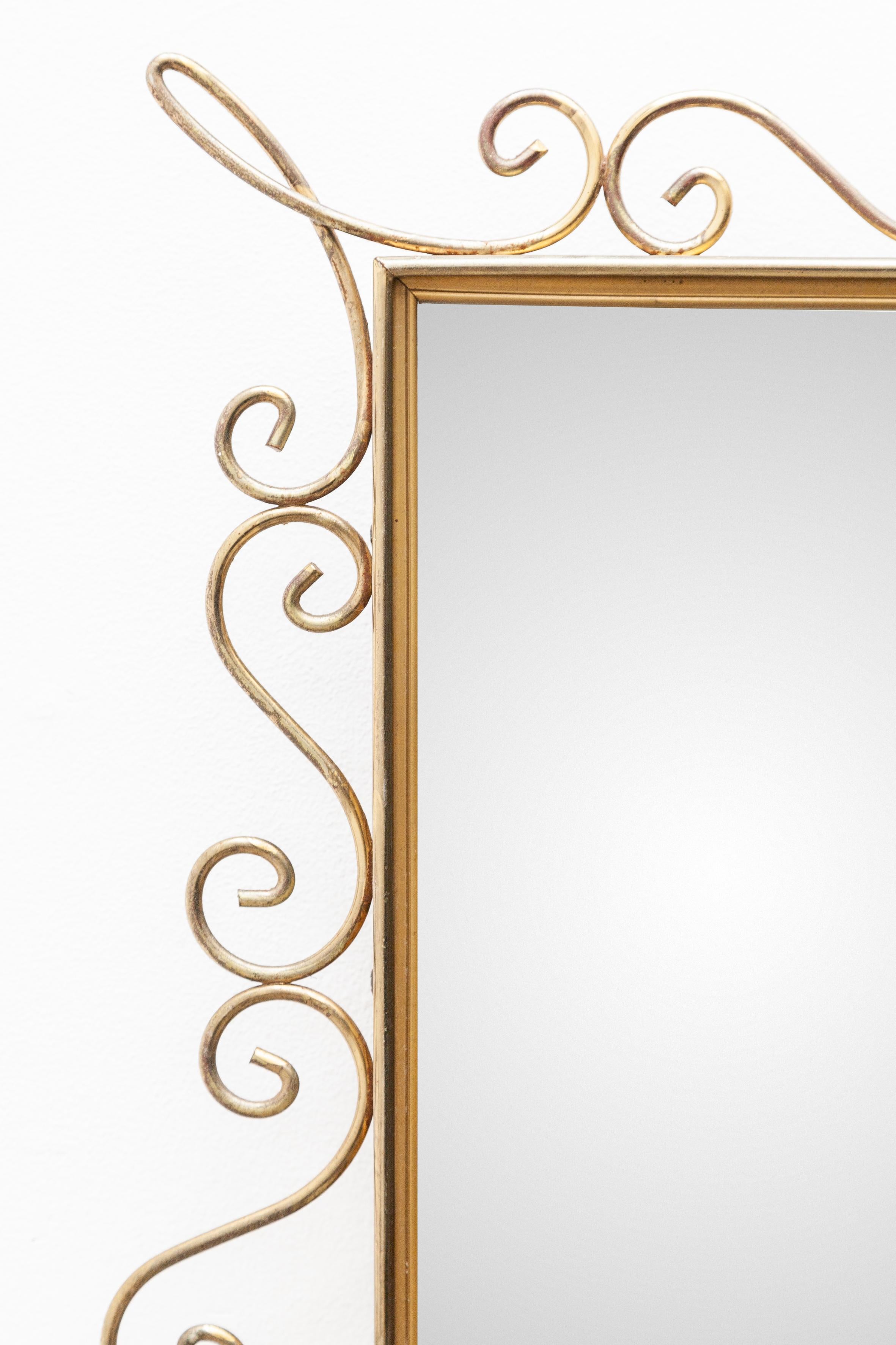 Italian Brass Wired Sculptural Loop Wall Mirror, 1950s 2