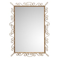 Italian Brass Wired Sculptural Loop Wall Mirror, 1950s