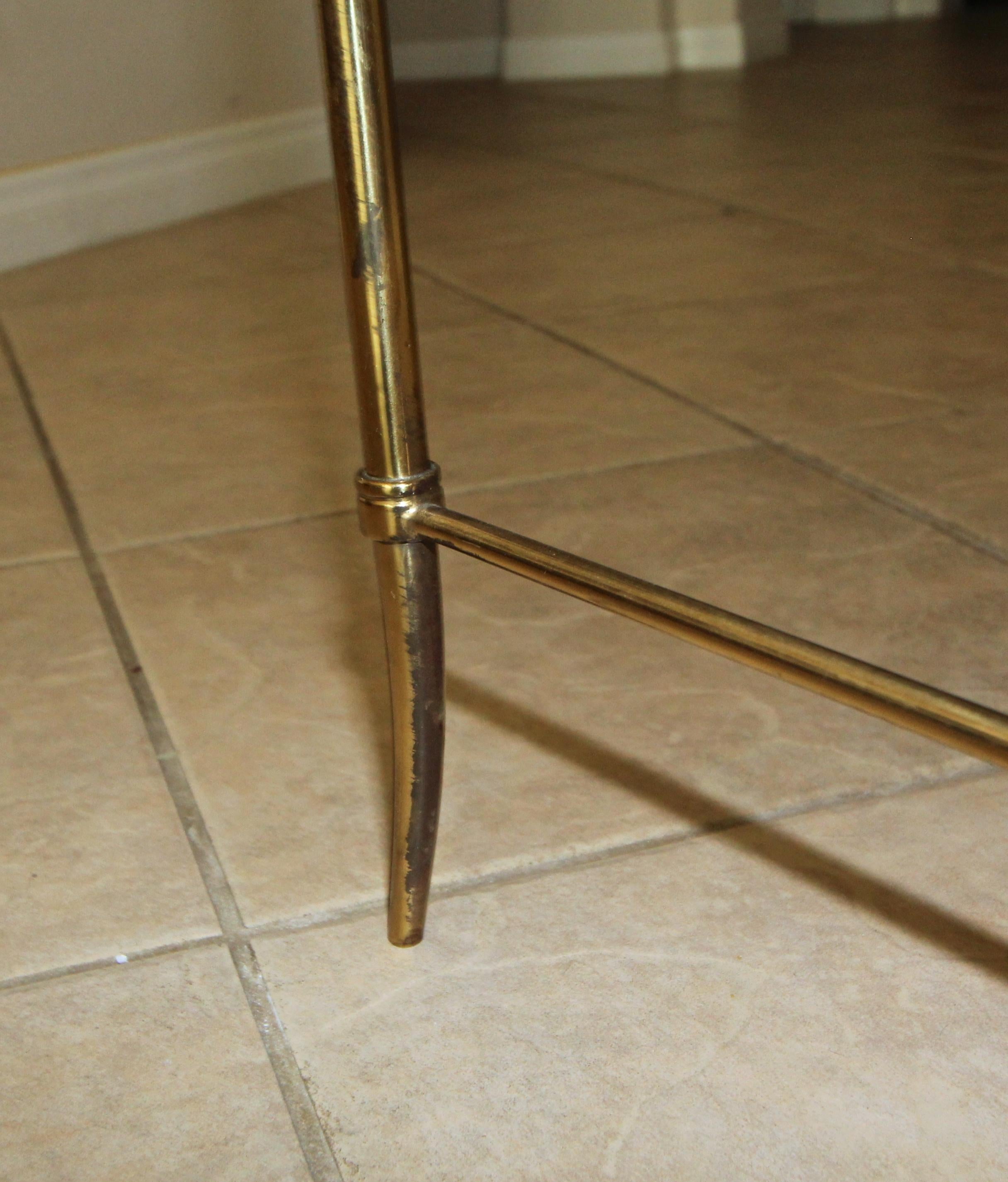 Italian Brass x Base Side Table with Inset Mirrored Top 6