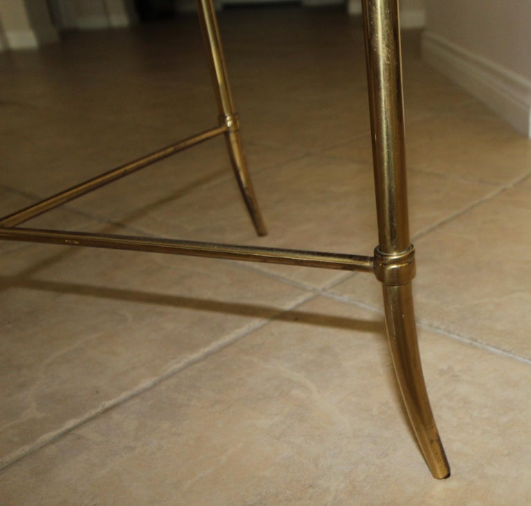 Italian Brass x Base Side Table with Inset Mirrored Top For Sale 7