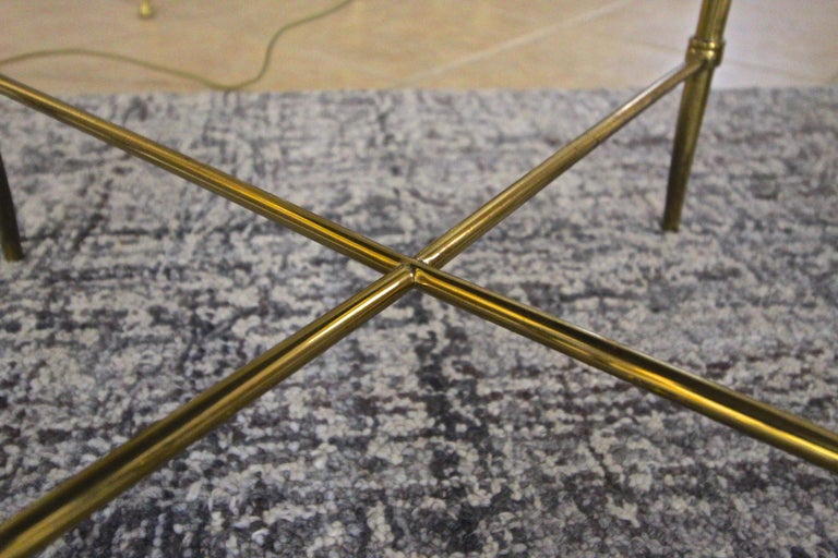 Italian Brass x Base Side Table with Inset Mirrored Top For Sale 8