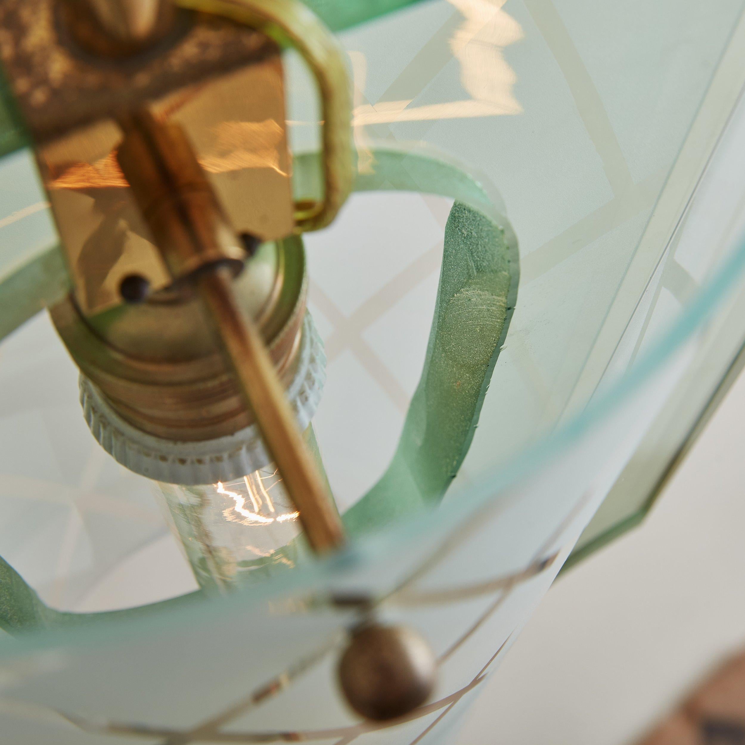 Italian Brass+Glass Pendant Light by Pietro Chiesa for Fontana Arte, Italy 1950s For Sale 7