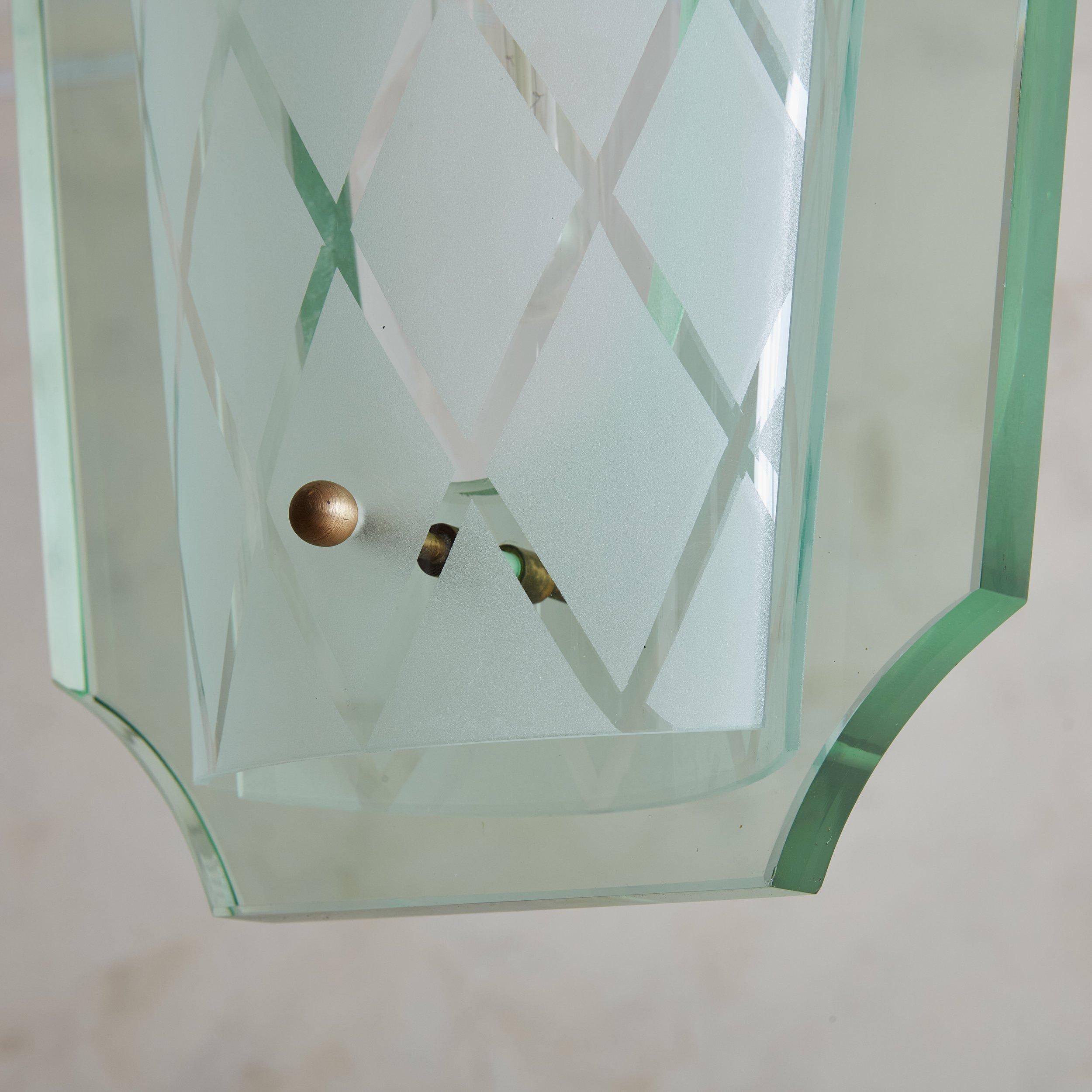 Italian Brass+Glass Pendant Light by Pietro Chiesa for Fontana Arte, Italy 1950s For Sale 4