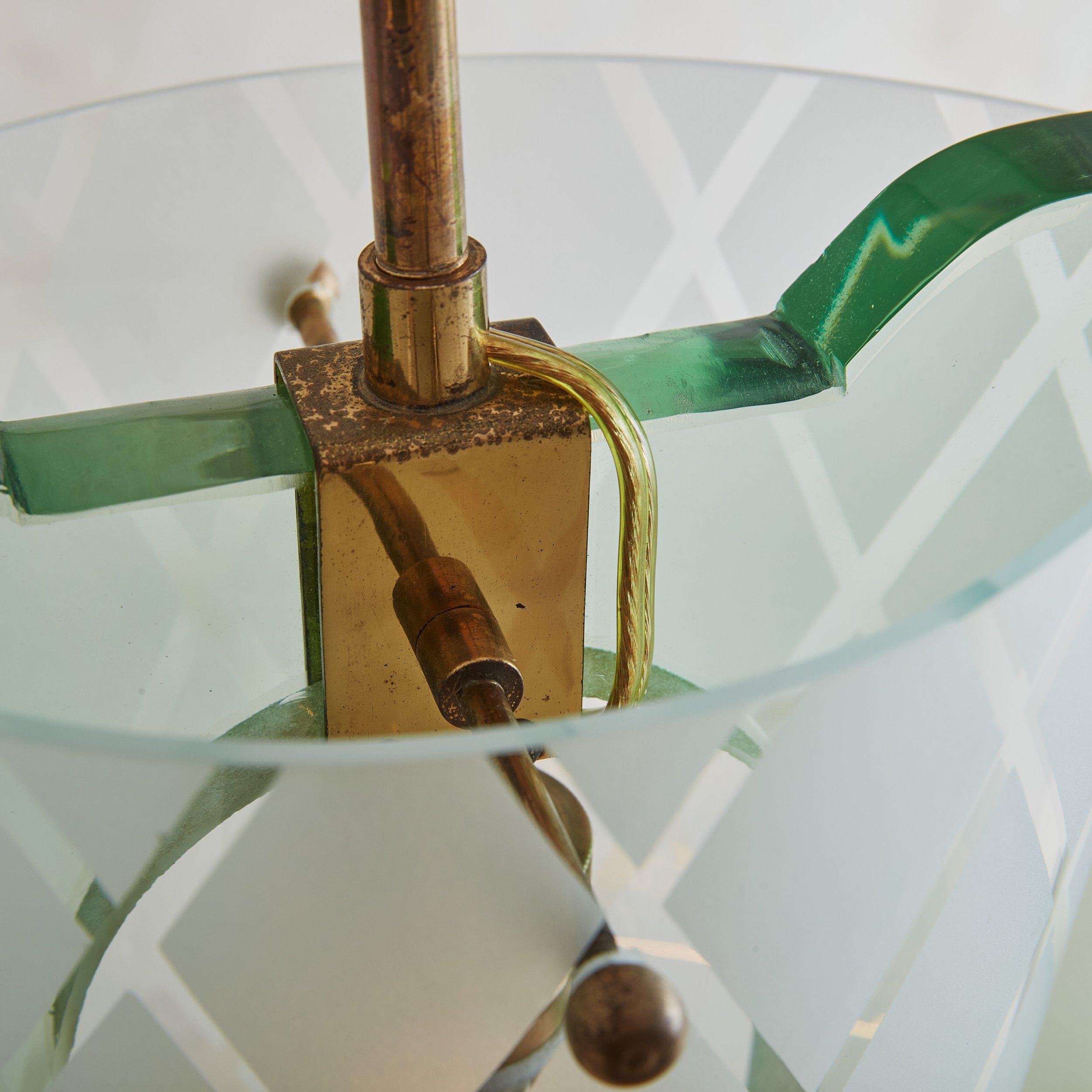 Italian Brass+Glass Pendant Light by Pietro Chiesa for Fontana Arte, Italy 1950s For Sale 5