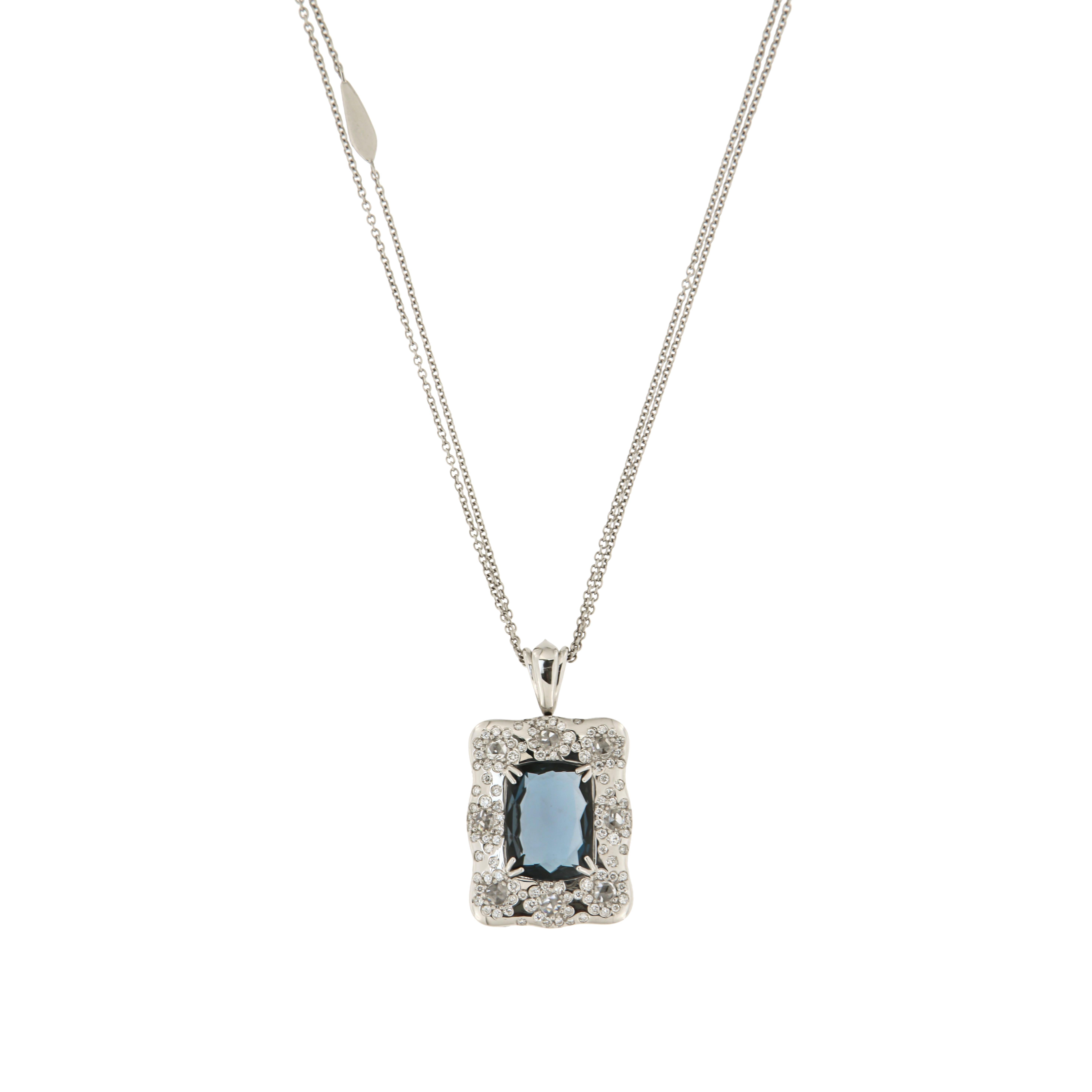 Ring White Gold 18 K (Matching Necklace and Earrings Available)
Diamond 1,14 ct
London Blue Topaz 

Weight 11,1 grams
Different Sizes Available

With a heritage of ancient fine Swiss jewelry traditions, NATKINA is a Geneva based jewellery brand,