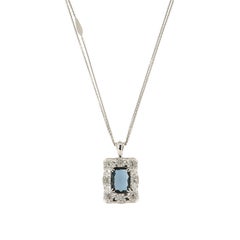 Italian Breathtaking 18k London Blue Topaz Diamonds White Gold Ring for Her