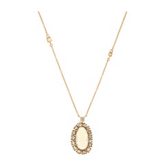 Italian Breathtaking 18k Opal Brown Diamonds Rose Gold Pendant Necklace for Her