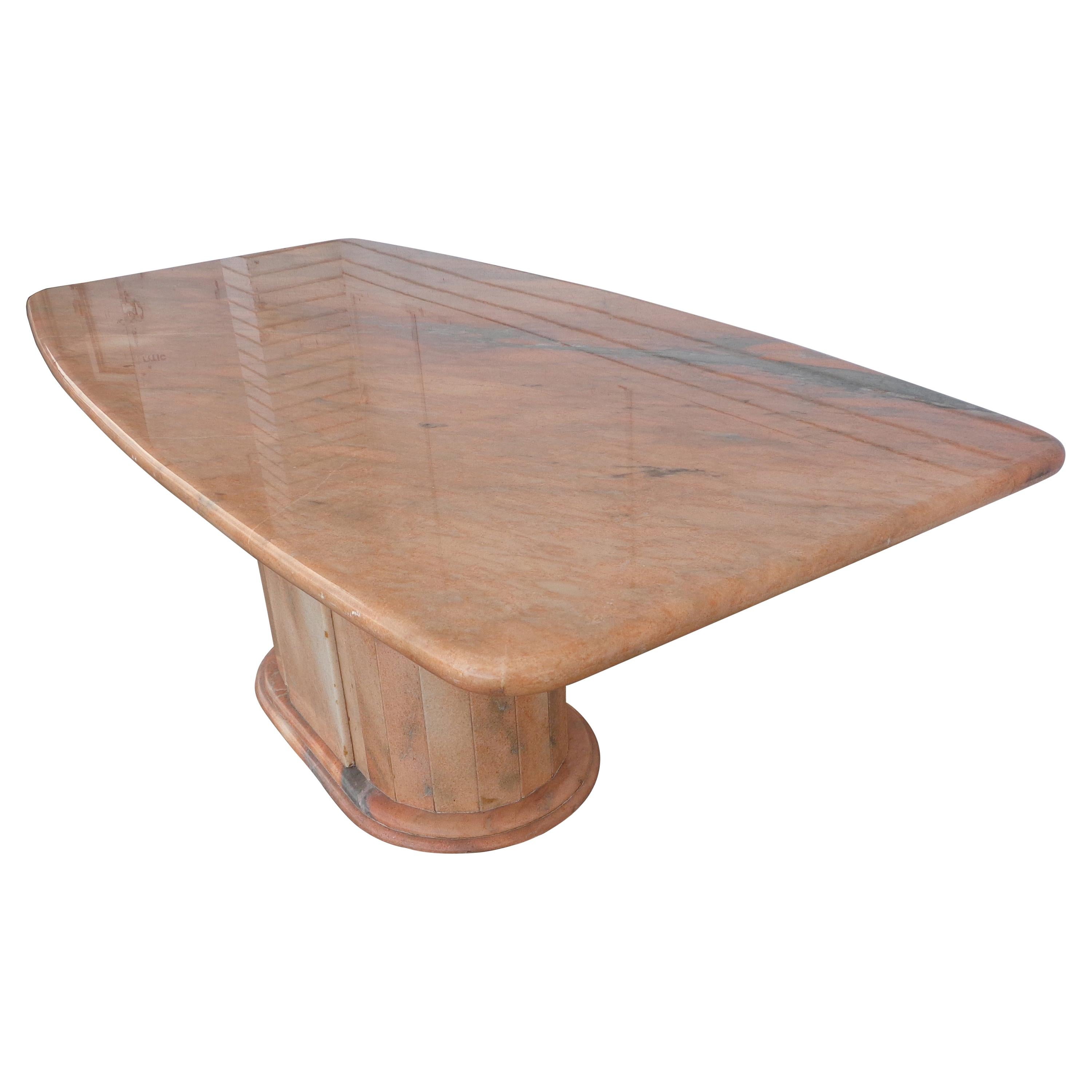 Italian Breccia Oniciata Marble Pedestal Table For Sale