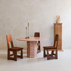 Italian Breccia Pernice Pink Marble Round Dining Table, 1970s