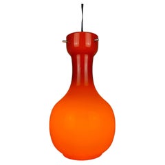 Italian Bright Orange Glass Pendant Light by Targetti Sankey, 1960