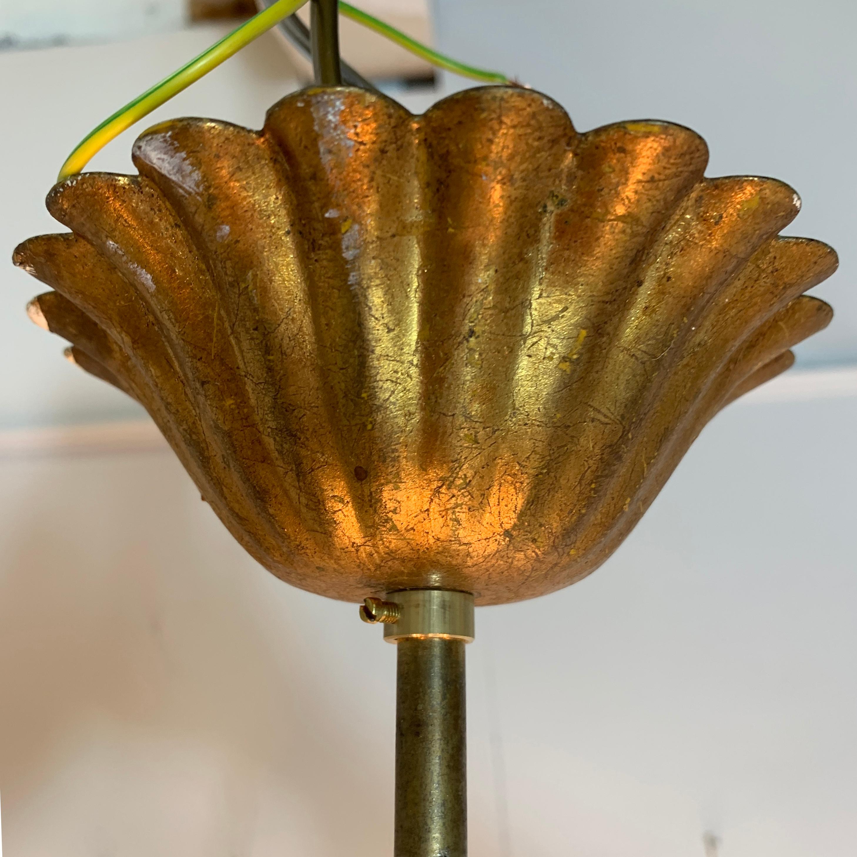 Italian Broad Leaf Gold Chandelier, C 1970’s For Sale 6
