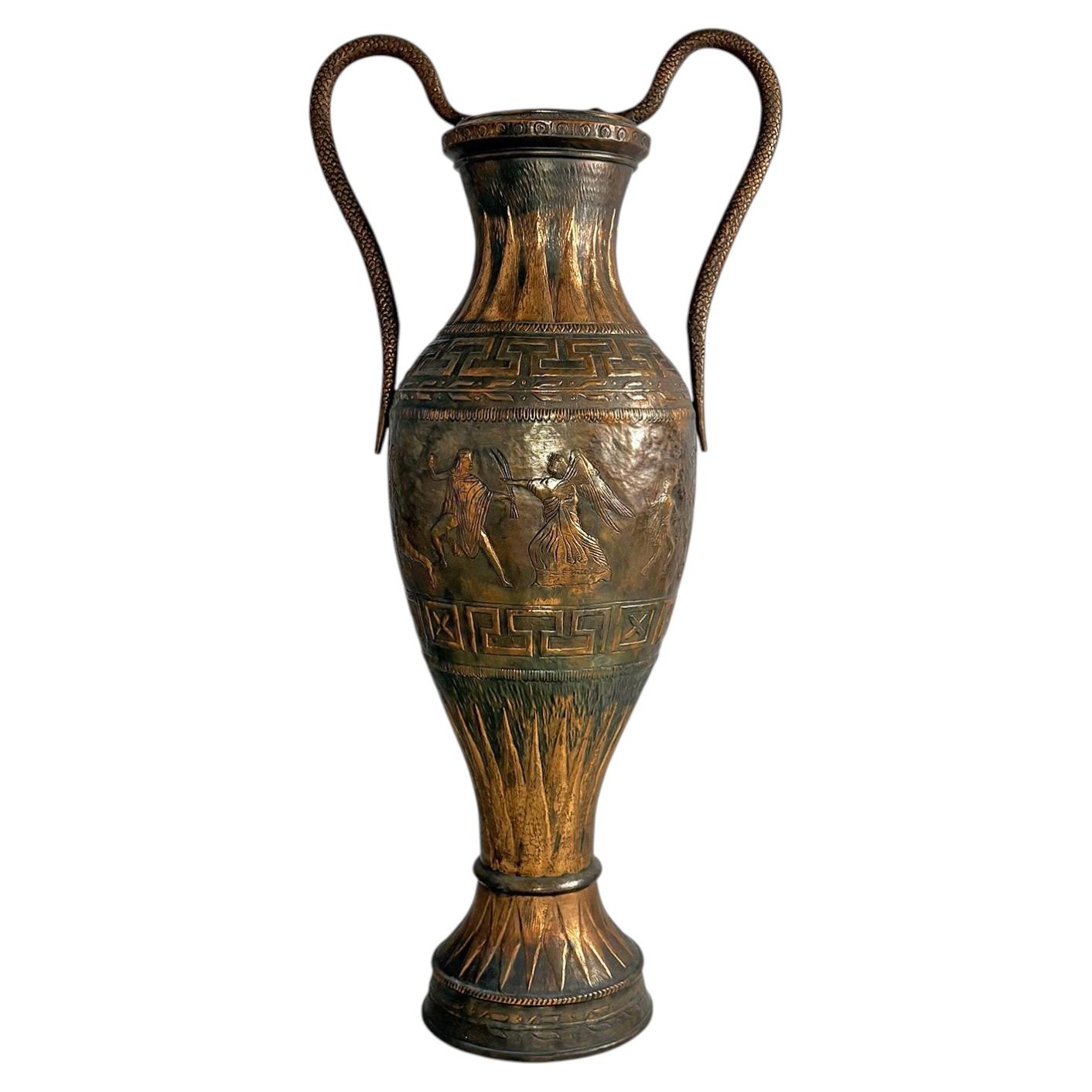 Italian bronze amphora in Hellenic style by Virgilio Bono, 1960s
