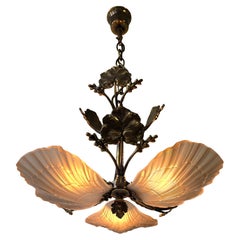 Italian Bronze and Art Glass Chandelier