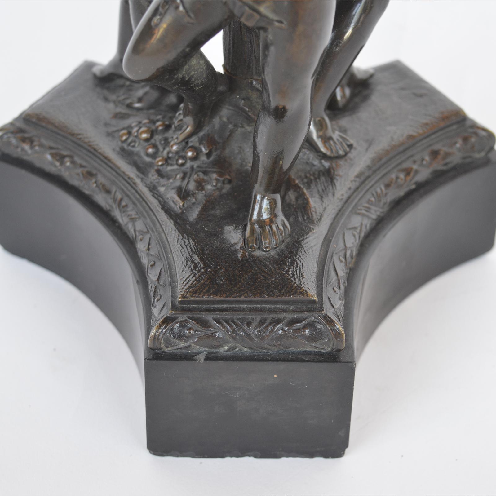 Italian Bronze and Black Marble Bacchanalian Figural Tazza, Early 19th Century For Sale 6