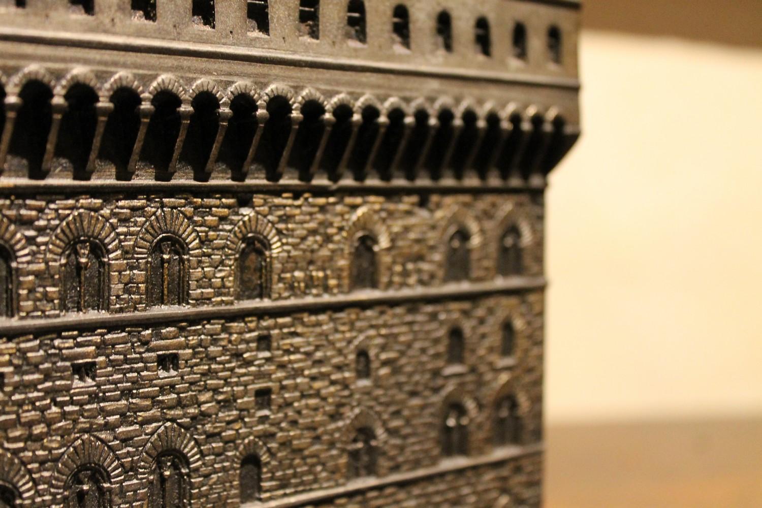 20th Century Italian Bronze and Metal Jewelry Box Modeled as Palazzo Vecchio, Florence, 1940s