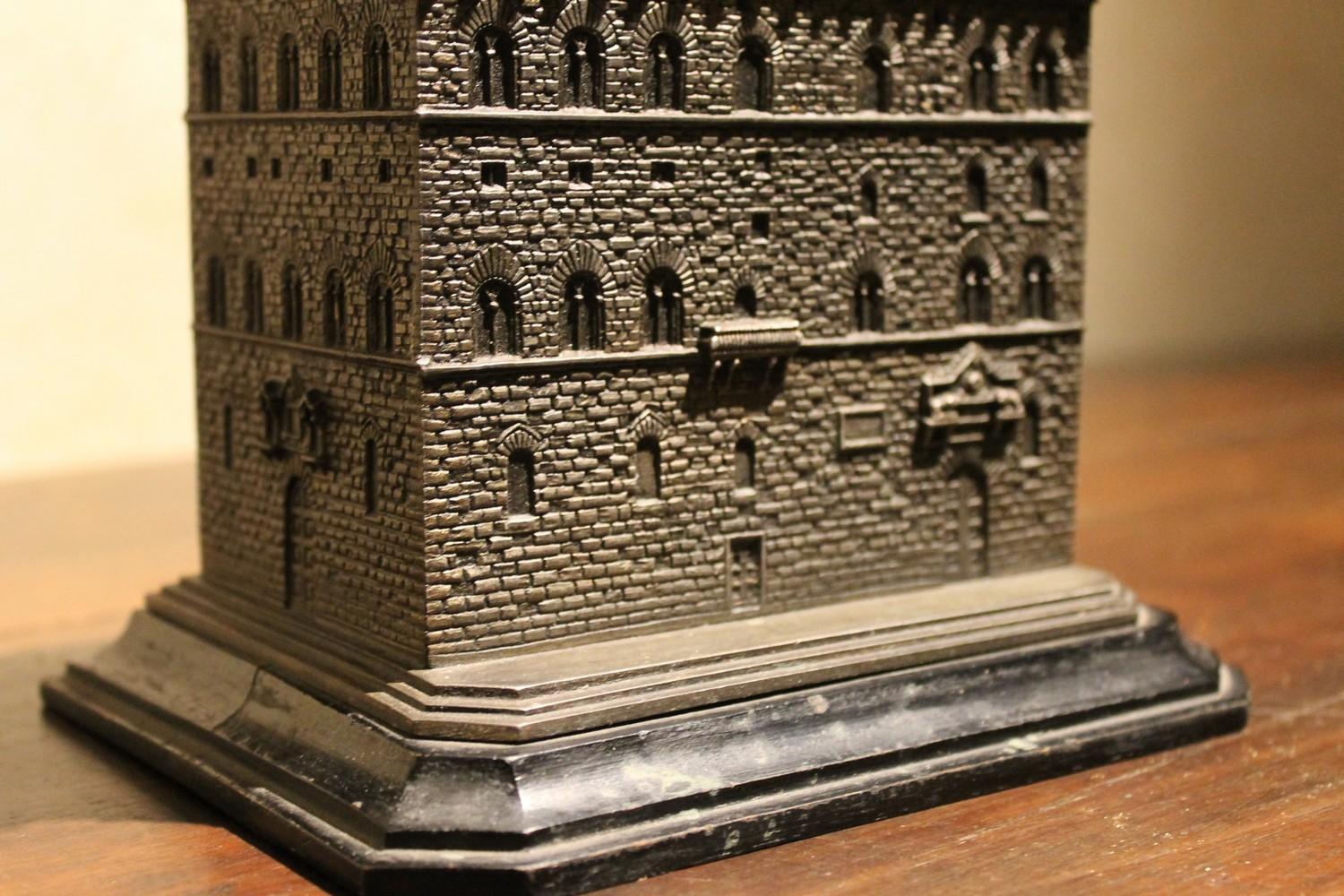 Italian Bronze and Metal Jewelry Box Modeled as Palazzo Vecchio, Florence, 1940s 2