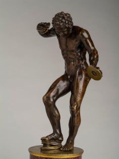 Italian Bronze and Porphyry Figure of the Dancing Faun After the Antique