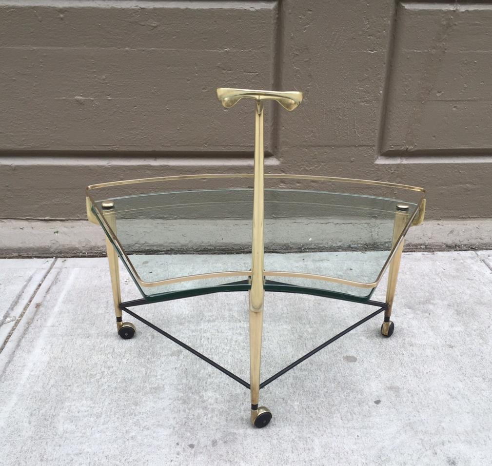 Mid-Century Modern Italian Bronze Bar Cart For Sale