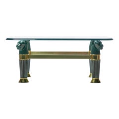 Italian Bronze & Brass Panther Head Coffee Table, c. 1980