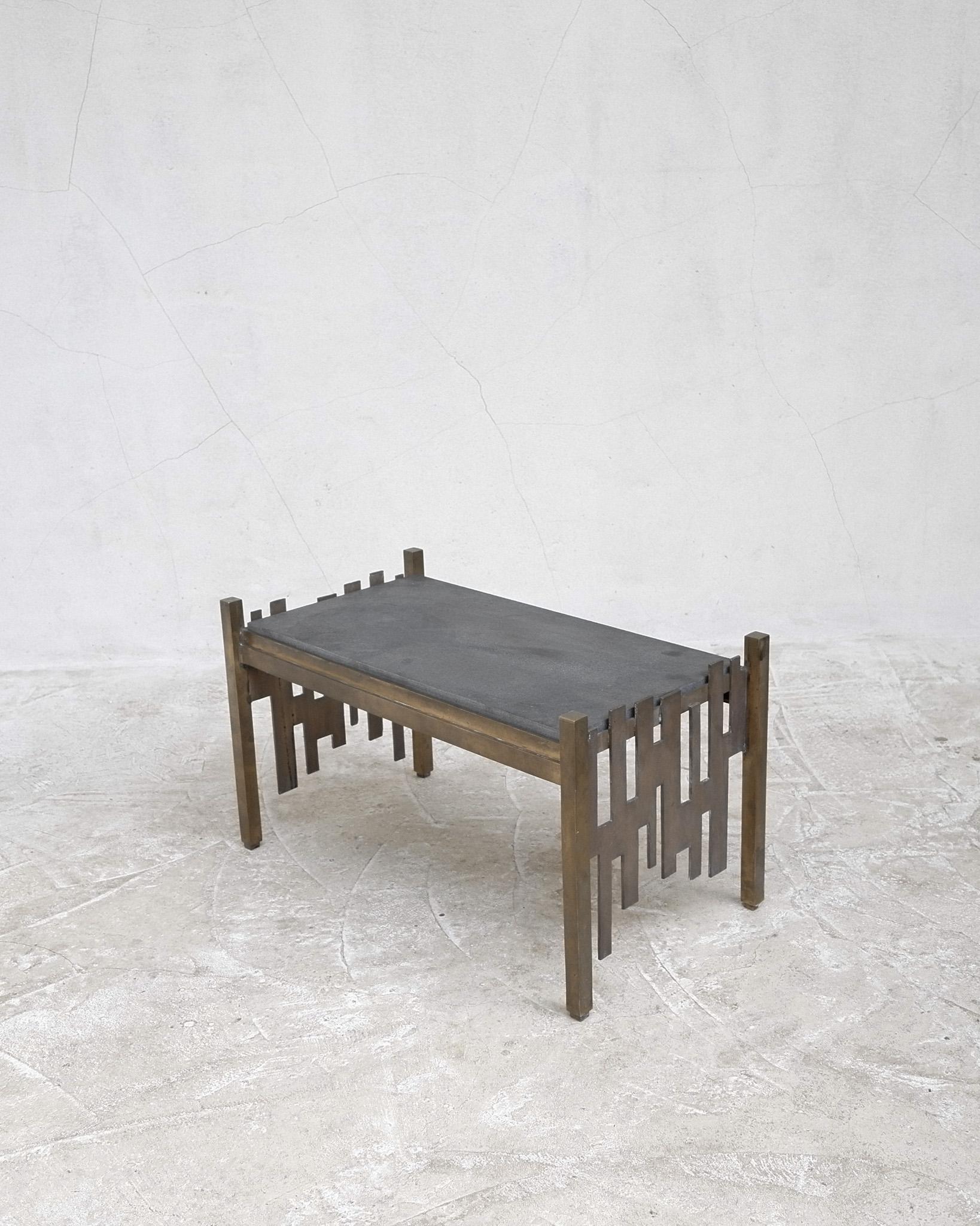 Italian Bronze Brutalist Coffee Table in the Style of Luciano Frigerio In Good Condition For Sale In London, GB